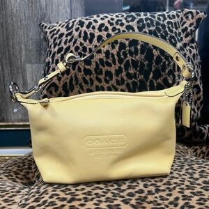 Coach Inspired Light Yellow Leather Shoulder Bag